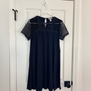 LOFT Midnight Lace Accent Dress